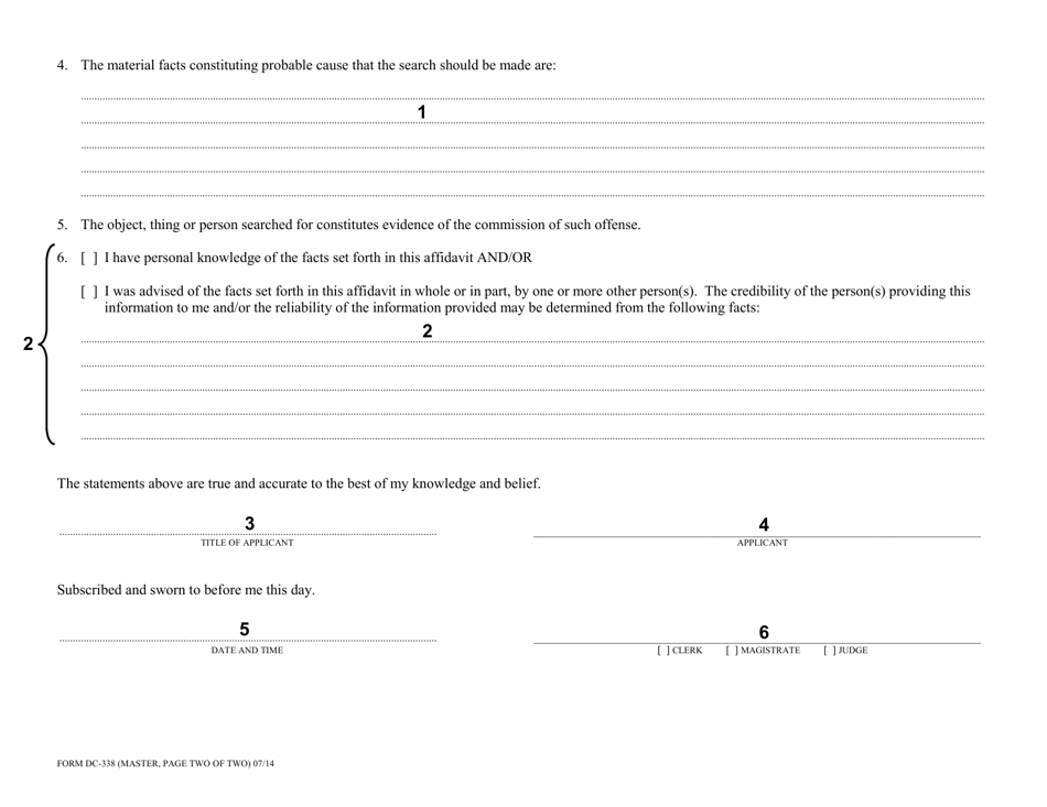 Instructions for Form DC-338 Affidavit for Search Warrant - Virginia, Page 4