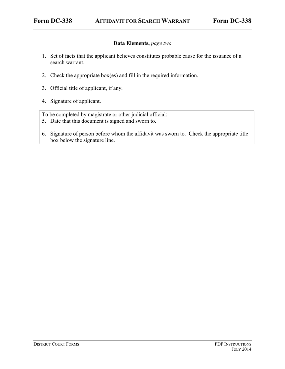 Instructions for Form DC-338 Affidavit for Search Warrant - Virginia, Page 5