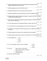Medical Gas/Vacuum Piping Documentation Form - City of Fort Worth, Texas, Page 2