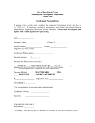 Document preview: Credit Card Payment Form - City of Fort Worth, Texas