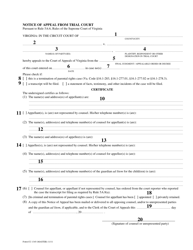 Instructions for Form CC-1345 Notice of Appeal From Trial Court - Virginia, Page 2