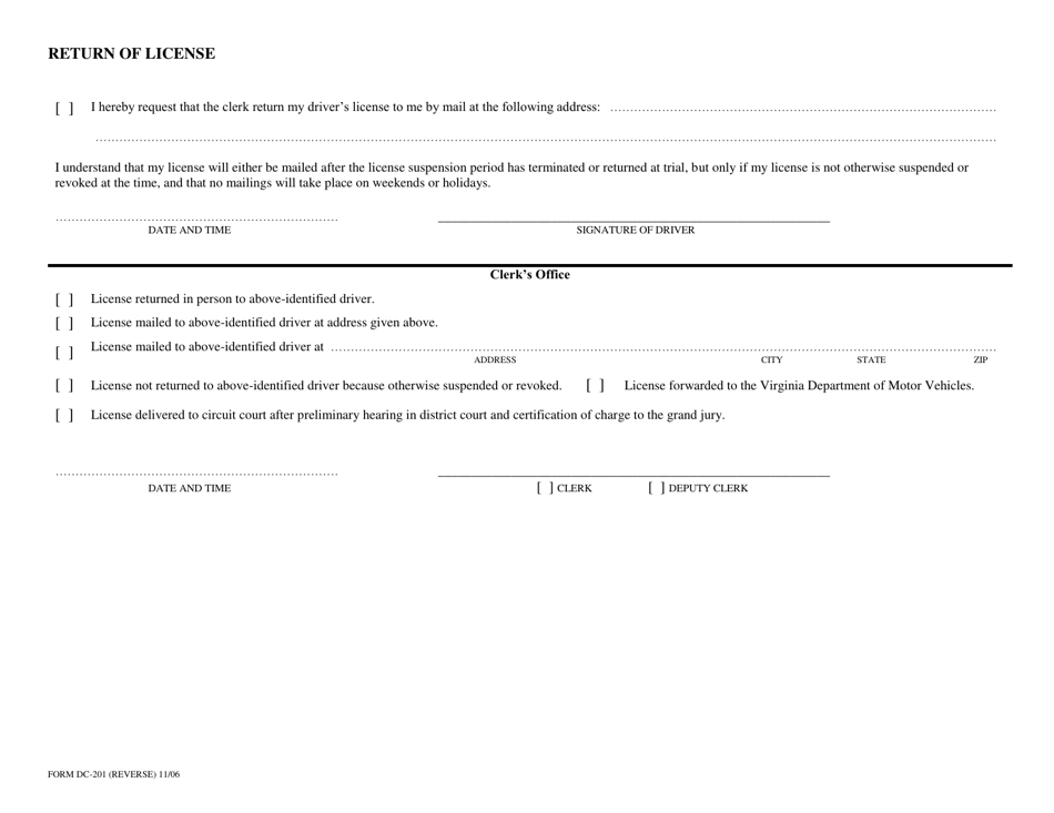 Form DC-201 - Fill Out, Sign Online and Download Printable PDF ...