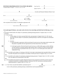 Instructions for Form DC-556 Petition for Permanency Planning Hearing - Virginia, Page 2