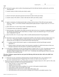 Instructions for Form DC-556 Petition for Permanency Planning Hearing - Virginia, Page 4