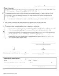 Instructions for Form DC-556 Petition for Permanency Planning Hearing - Virginia, Page 6