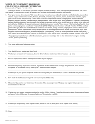 Form DC-603 Notice of Information Required in Child/Spousal Support Proceedings - Virginia, Page 2