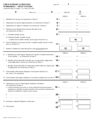 Instructions for Form DC-638 Child Support Guidelines Worksheet - Split Custody - Virginia, Page 2