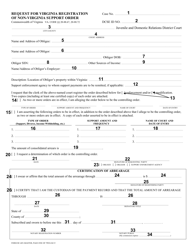 Instructions for Form DC-685 Request for Virginia Registration of Non-virginia Support Order - Virginia, Page 2