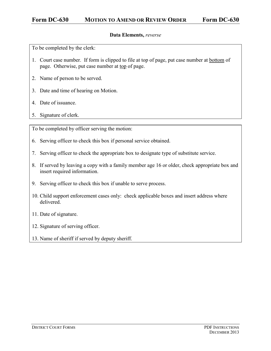 Instructions for Form DC-630 Motion to Amend or Review Order - Virginia, Page 5