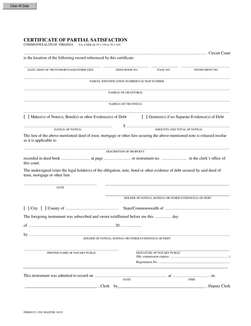 Form CC-1501  Printable Pdf