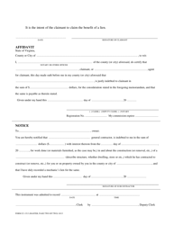Form CC-1513 Memorandum for Mechanic&#039;s Lien Claimed by Subcontrvirginia Code 43-7 Actor Under - Virginia, Page 2