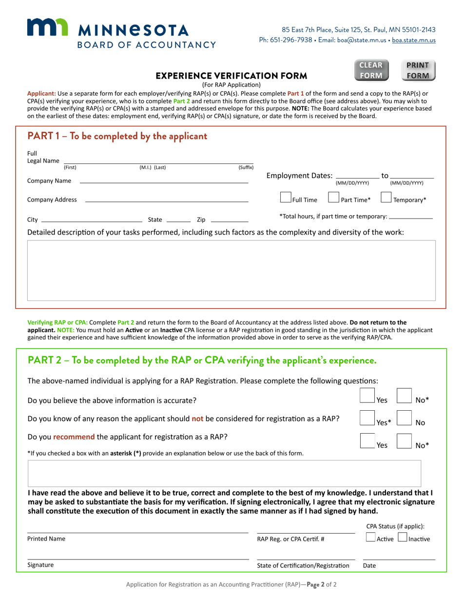 Application for Minnesota Registered Accounting Practitioner (Rap) Registration - Minnesota, Page 3
