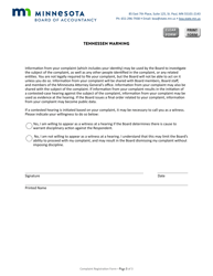 Complaint Registration Form - Minnesota, Page 3