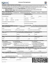 Form OS/SS-UTA Universal Title Application - New Jersey