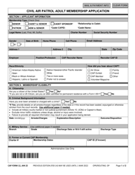 Document preview: CAP Form 12 Civil Air Patrol Adult Membership Application