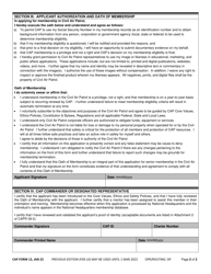 CAP Form 12 Civil Air Patrol Adult Membership Application, Page 2