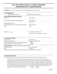 CAP Form 60-88 Memorandum of Understanding - Civil Air Patrol Cadets at School Program