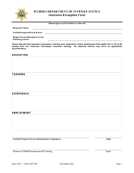 Document preview: Form SDT001 Instructor Exemption Form - Florida