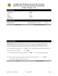 Document preview: Form SDT006 Protective Action Response (Par) Report - Florida