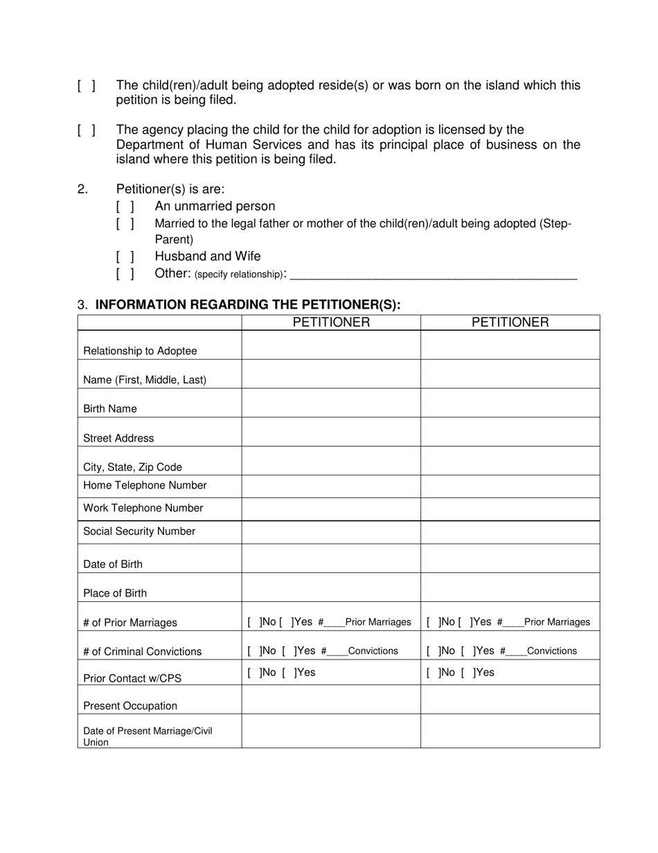 Form 2F-P-202 Petition for Adoption (Non-consent) - Hawaii, Page 2
