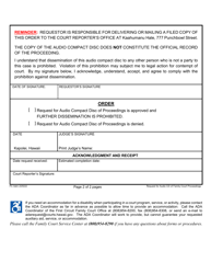 Form 1F-P-1054 Request for Audio Compact Disc of Family Court Proceedings; Order - Hawaii, Page 2
