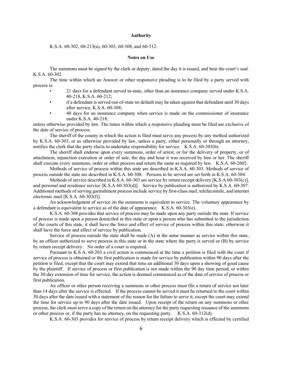 Third-Party Summons - Kansas, Page 6