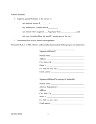 Petition (Recovery of Contractual Debt Secured by Lien) - Kansas, Page 2