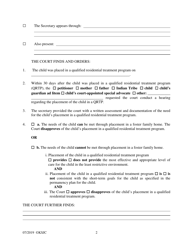Form 243 Qualified Residential Treatment Program Placement Hearing Journal Entry and Order - Kansas, Page 2