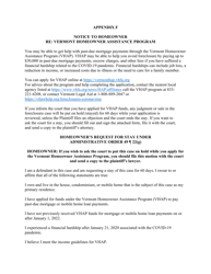 Document preview: Appendix F Notice to Homeowner - Vermont