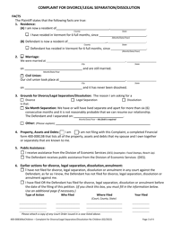 Form 400-00836 Complaint for Divorce/Legal Separation/Dissolution Without Children - Vermont, Page 3