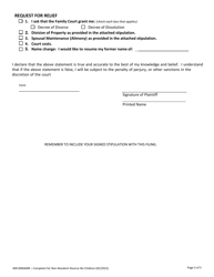Form 400-00836NR Complaint for Non-resident Divorce - No Children - Vermont, Page 5