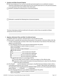 Form 400-00878 Final Stipulation - Property, Debts and Spousal Support - Vermont, Page 2