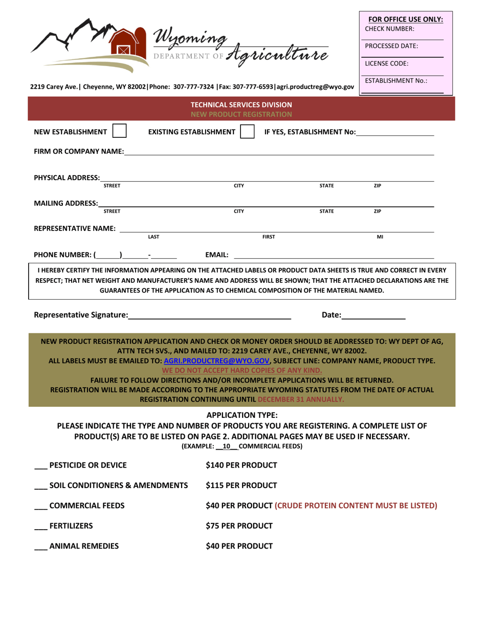 Wyoming New Product Registration Fill Out, Sign Online and Download