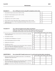 Form NJ-2210 Underpayment of Estimated Tax by Individuals, Estates, or Trusts - New Jersey, Page 2