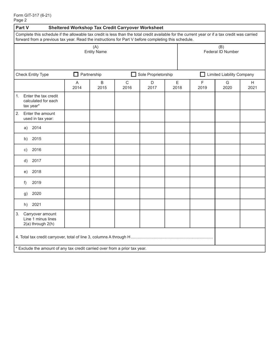 Form GIT-317 Sheltered Workshop Tax Credit - New Jersey, Page 2