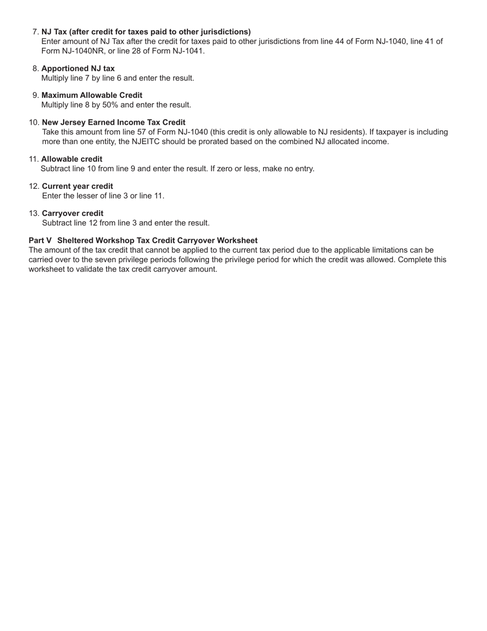 Form GIT-317 Sheltered Workshop Tax Credit - New Jersey, Page 4