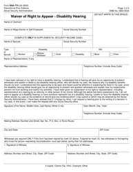 Form SSA-773 Waiver of Right to Appear - Disability Hearing