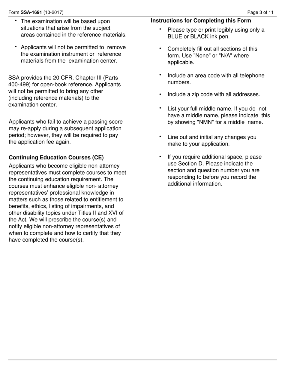 Form SSA-1691 Eligible Non-attorney Representative Application, Page 3