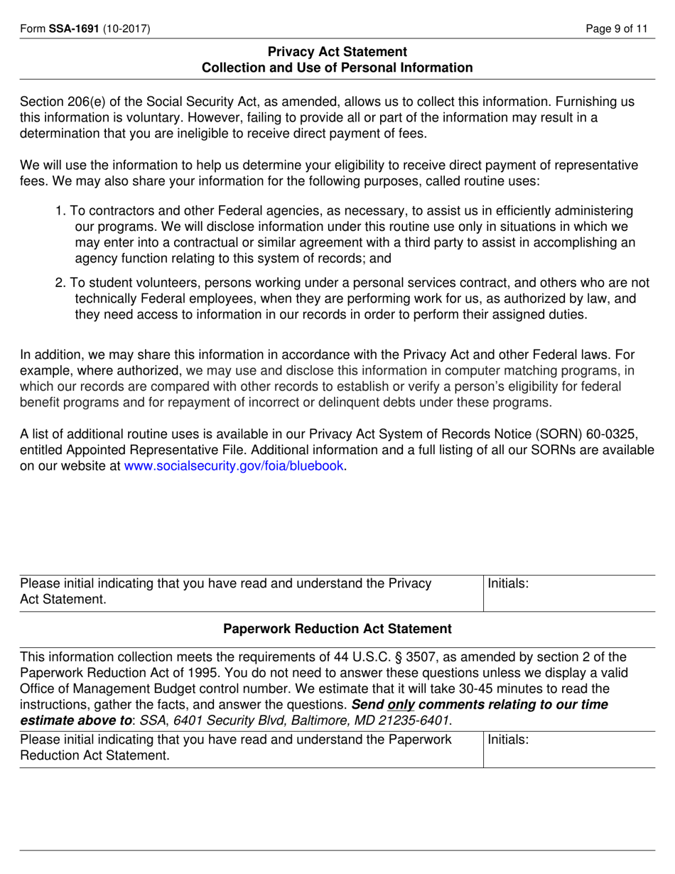 Form SSA-1691 Eligible Non-attorney Representative Application, Page 9