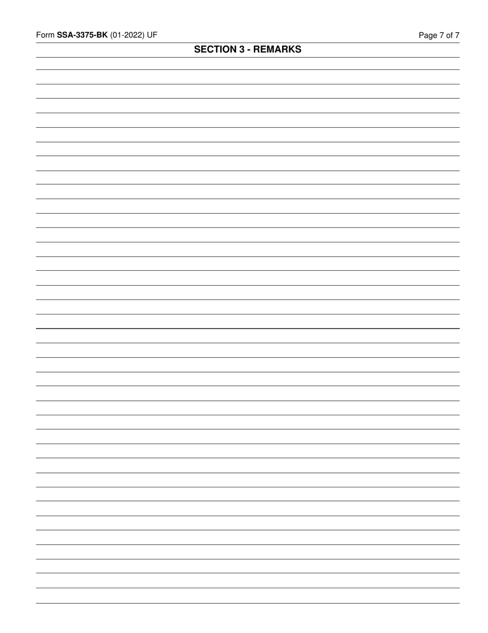 Form SSA3375BK Download Fillable PDF or Fill Online Function Report