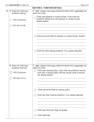 Form SSA-3376-BK Function Report - Child Age 1 to 3rd Birthday, Page 4