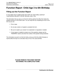 Form SSA-3377-BK Function Report - Child Age 3 to 6th Birthday