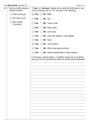 Form SSA-3378-BK Function Report - Child Age 6 to 12th Birthday, Page 8
