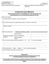Formulario SSA-5665-BK-SP Cuestionario Para Maestros (Spanish), Page 3