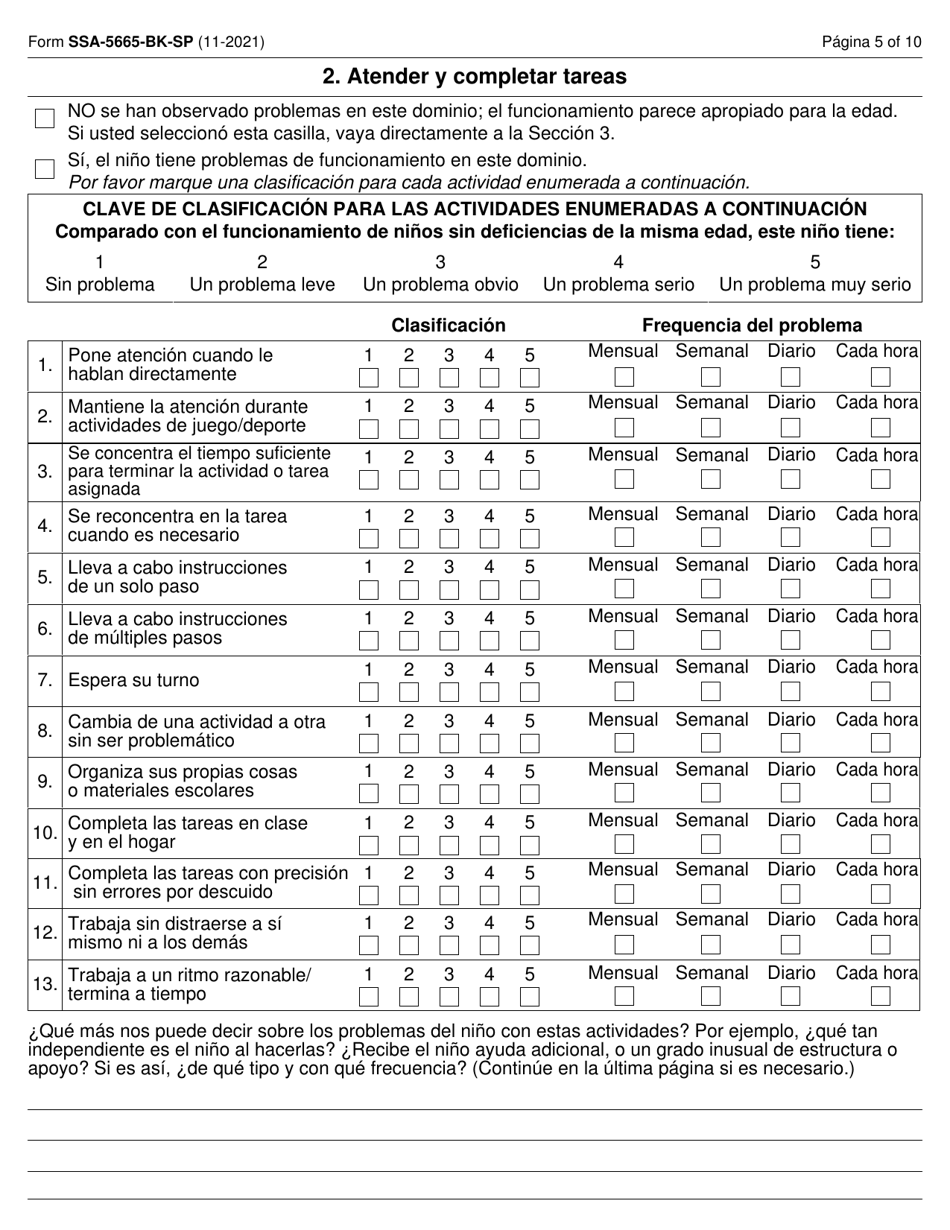 Formulario SSA-5665-BK-SP Cuestionario Para Maestros (Spanish), Page 5