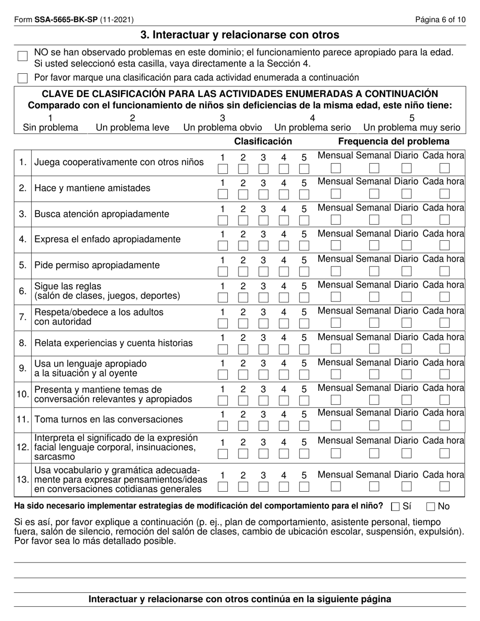 Formulario SSA-5665-BK-SP Cuestionario Para Maestros (Spanish), Page 6