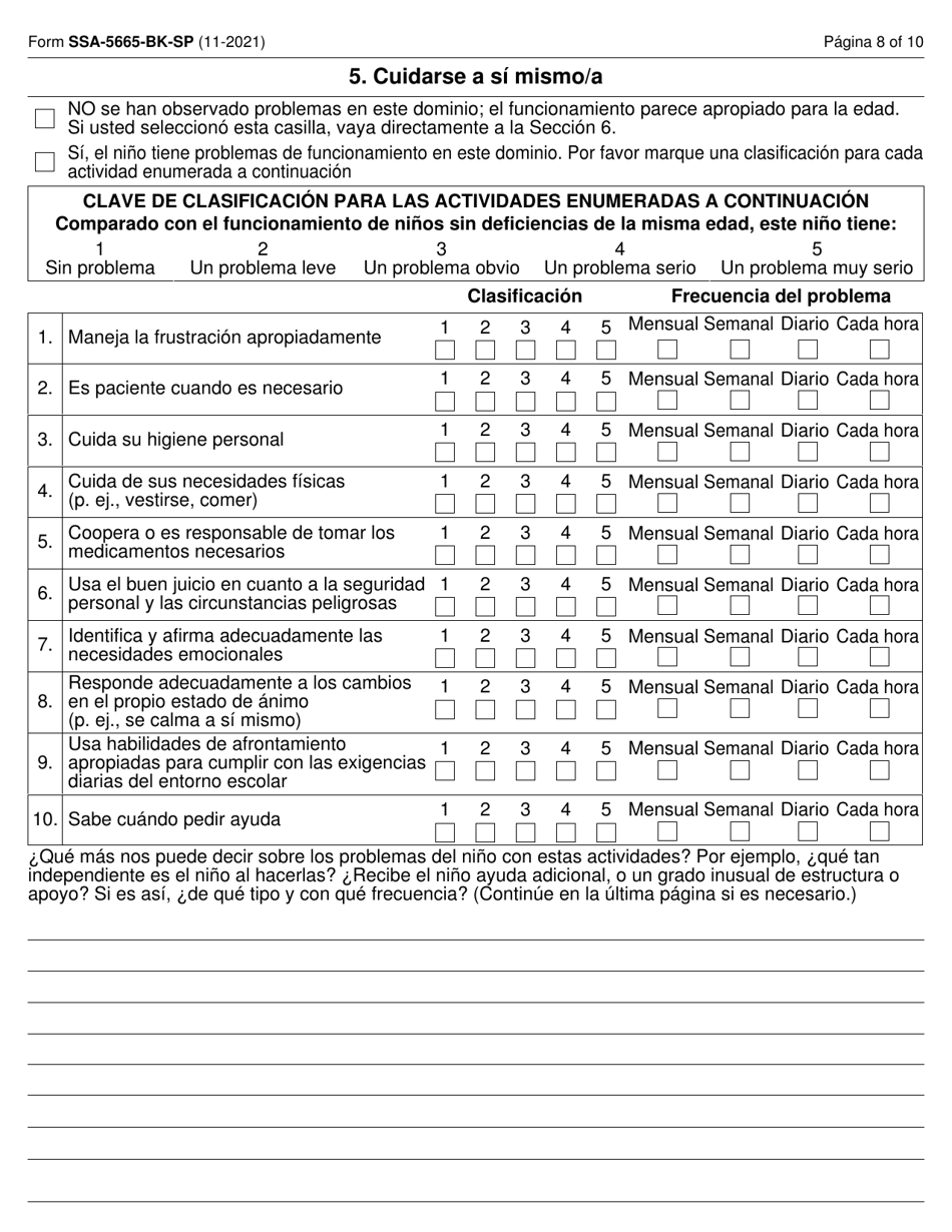 Formulario SSA-5665-BK-SP Cuestionario Para Maestros (Spanish), Page 8