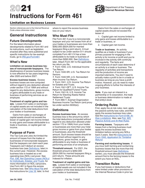 IRS Form 461 2021 Printable Pdf