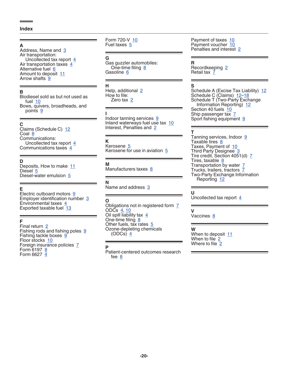 Instructions for IRS Form 720 Quarterly Federal Excise Tax Return, Page 20