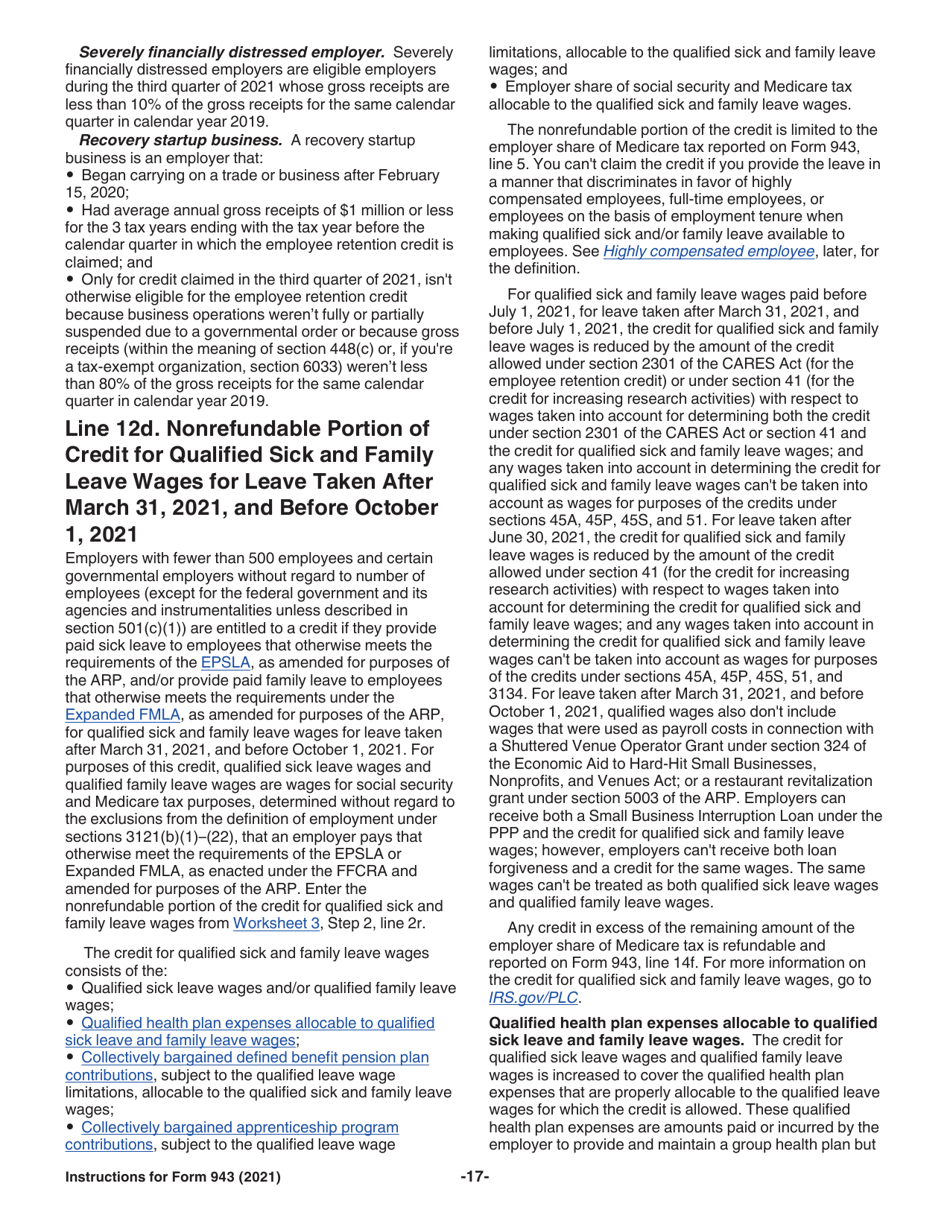 Instructions for IRS Form 943 Employers Annual Federal Tax Return for Agricultural Employees, Page 17